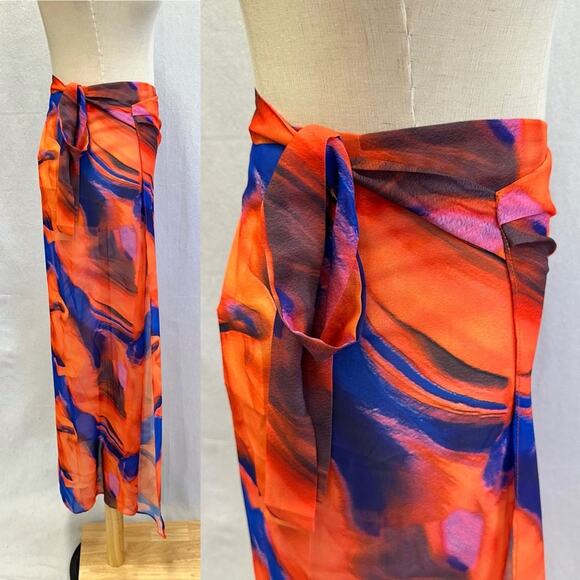 Public Desire Asos abstract print chiffon maxi sarong in multi Size 8 New NWT - Picture 6 of 16